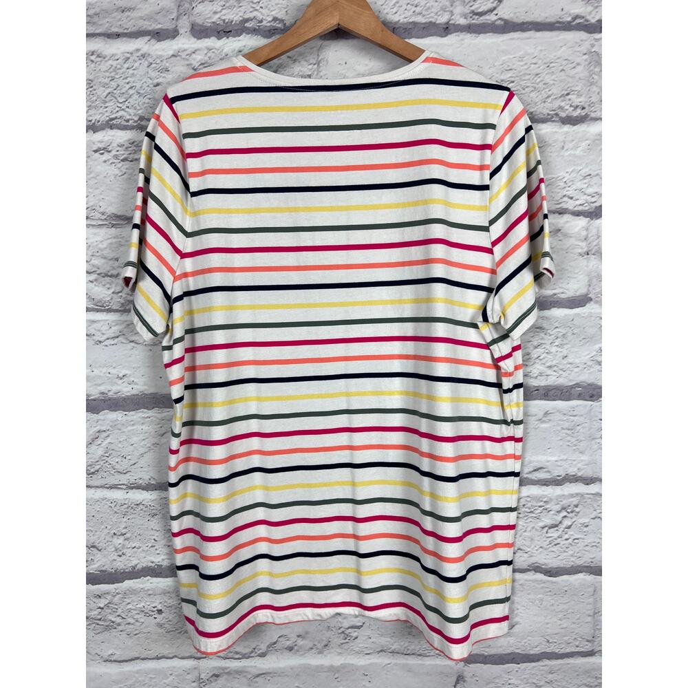 Talbots‎ Womens 2X Preppy Classic Nautical Colorful Rainbow Striped T-Shirt Top - Picture 4 of 10